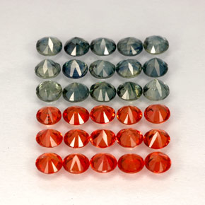 캐럿 천연 멀티컬러 사파이어 보석, 라운드 컷, 2.92 mm, VVS-VS
