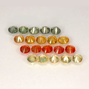 캐럿 천연 멀티컬러 사파이어 보석, 라운드 컷, 2.98 mm, VVS-VS