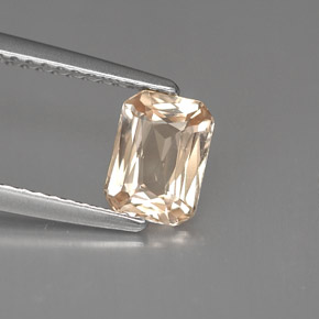 1.20캐럿 천연 라이트 오렌지 사파이어, 에메랄드 컷, 7×5.1 mm, VVS