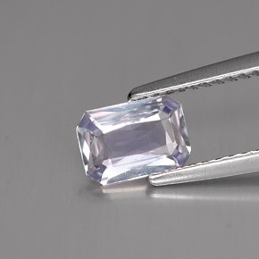 0.89캐럿 천연 라이트 바이올렛 사파이어, 에메랄드 컷, 7×4.9 mm, VVS-VS