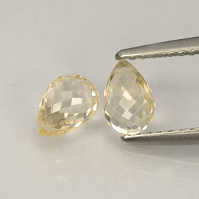 캐럿 천연 라이트 옐로우 사파이어 보석, 브리올레트, 6.1×4.3 mm, VVS