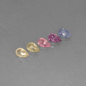 캐럿 천연 멀티컬러 사파이어 보석, 브리올레트, 5.4×3.3 mm, VVS-VS