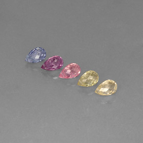 캐럿 천연 멀티컬러 사파이어 보석, 브리올레트, 5.4×3.3 mm, VVS-VS