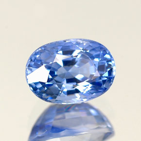 1.34캐럿 천연 라이트 블루 사파이어, 타원형 컷, 7×5 mm, VVS