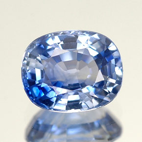 1.32캐럿 천연 라이트 블루 사파이어, 쿠션 컷, 6.8×5.5 mm, VVS-VS