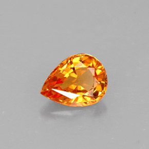 0.59캐럿 천연 만다린 오렌지 사파이어, 배 모양, 6.2×4.7 mm, VVS