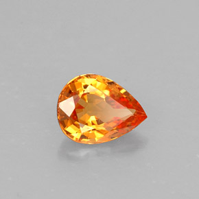 0.59캐럿 천연 만다린 오렌지 사파이어, 배 모양, 6.2×4.7 mm, VVS