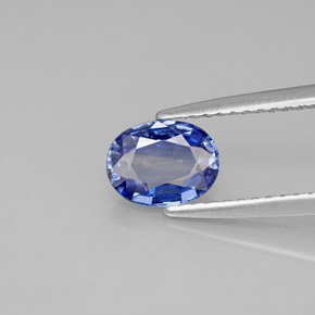 1.00캐럿 천연 콘플라워 블루 사파이어, 타원형 컷, 7×5.3 mm, VVS