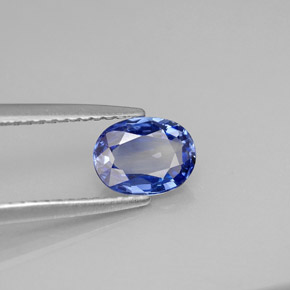 1.00캐럿 천연 콘플라워 블루 사파이어, 타원형 컷, 7×5.3 mm, VVS