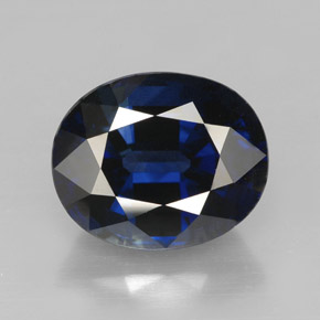 5.09캐럿 천연 딥 블루 사파이어, 타원형 컷, 10.6×8.7 mm, IF