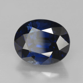 5.09캐럿 천연 딥 블루 사파이어, 타원형 컷, 10.6×8.7 mm, IF