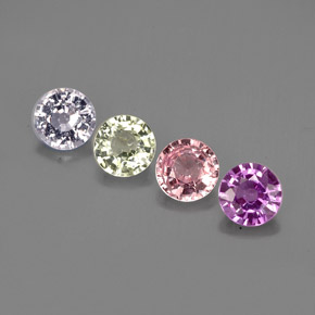 캐럿 천연 멀티컬러 사파이어 보석, 라운드 컷, 4.98 mm, VVS-VS
