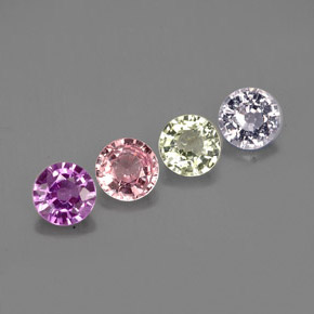 캐럿 천연 멀티컬러 사파이어 보석, 라운드 컷, 4.98 mm, VVS-VS