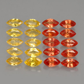 캐럿 천연 옐로우 오렌지 사파이어 보석, 마퀴즈, 4.2×2.2 mm, VVS-VS