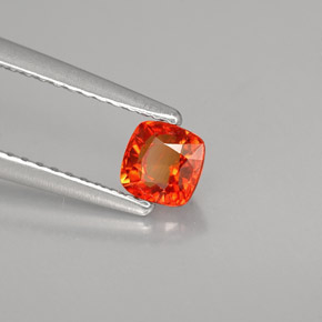 0.55캐럿 천연 만다린 오렌지 사파이어, 쿠션 컷, 4.2×4.2 mm, VS