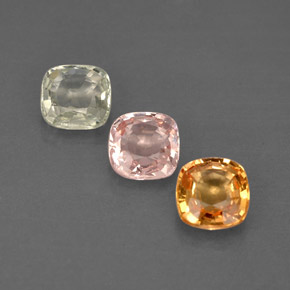 캐럿 천연 멀티컬러 사파이어 보석, 쿠션 컷, 4.2×4.1 mm, VVS-VS