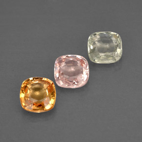 캐럿 천연 멀티컬러 사파이어 보석, 쿠션 컷, 4.2×4.1 mm, VVS-VS