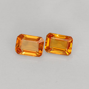 캐럿 천연 옐로우 오렌지 사파이어 보석, 에메랄드 컷, 4.2×3.2 mm, VVS-VS