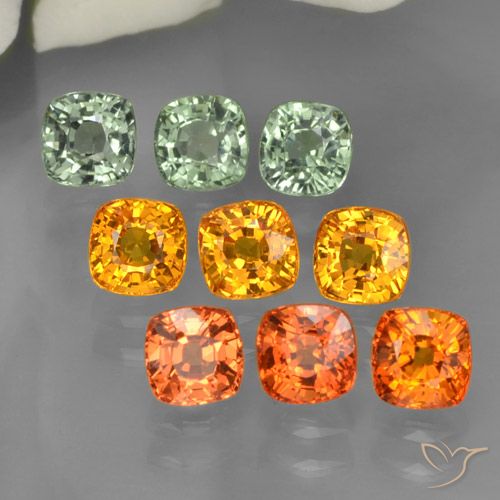 5.01캐럿 천연 멀티컬러 사파이어 보석, 쿠션 컷, 4.3×4.3 mm, VVS-VS