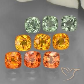 5.01캐럿 천연 멀티컬러 사파이어 보석, 쿠션 컷, 4.3×4.3 mm, VVS-VS