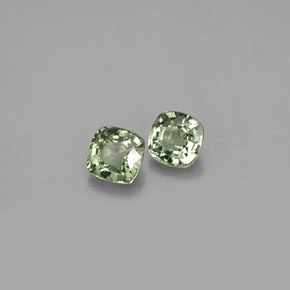 캐럿 천연 그린 사파이어 보석, 쿠션 컷, 4.3×4.3 mm, VVS-VS