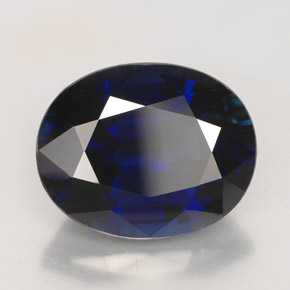 5.95캐럿 천연 딥 블루 사파이어, 타원형 컷, 11.9×9.5 mm, VVS