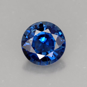 1.34캐럿 천연 딥 블루 사파이어, 라운드 컷, 6.66 mm, VVS