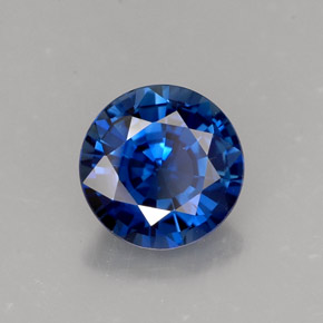 1.34캐럿 천연 딥 블루 사파이어, 라운드 컷, 6.66 mm, VVS