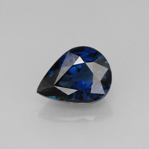 1.42캐럿 천연 딥 블루 사파이어, 배 모양, 7.9×6 mm, VVS