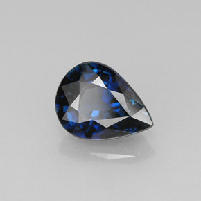 1.42캐럿 천연 딥 블루 사파이어, 배 모양, 7.9×6 mm, VVS