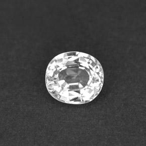 1.04캐럿 천연 화이트 사파이어, 타원형 컷, 6.1×5.5 mm, VVS-VS