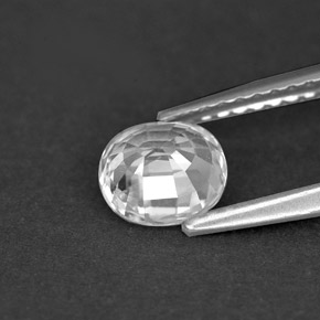 1.04캐럿 천연 화이트 사파이어, 타원형 컷, 6.1×5.5 mm, VVS-VS