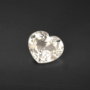 1.77캐럿 천연 노란빛 화이트 사파이어, 하트 모양, 8.3×7.2 mm, VVS-VS