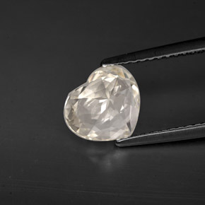 1.77캐럿 천연 노란빛 화이트 사파이어, 하트 모양, 8.3×7.2 mm, VVS-VS