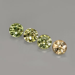 캐럿 천연 노란빛 그린 사파이어 보석, 라운드 컷, 4.73 mm, VVS-VS