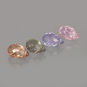 캐럿 천연 멀티컬러 사파이어 보석, 브리올레트, 6.2×4.2 mm, VVS-VS