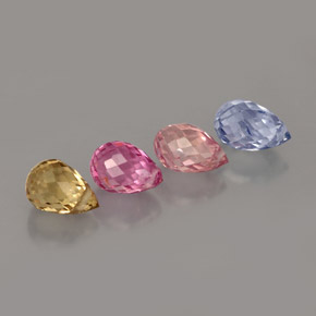 캐럿 천연 멀티컬러 사파이어 보석, 브리올레트, 6×3.8 mm, VVS-VS