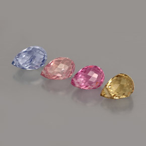 캐럿 천연 멀티컬러 사파이어 보석, 브리올레트, 6×3.8 mm, VVS-VS
