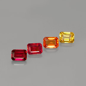 캐럿 천연 멀티컬러 사파이어 보석, 에메랄드 컷, 4.2×3.1 mm, VVS-VS