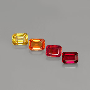 캐럿 천연 멀티컬러 사파이어 보석, 에메랄드 컷, 4.2×3.1 mm, VVS-VS