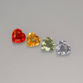 캐럿 천연 멀티컬러 사파이어 보석, 하트 모양, 3.9×3.8 mm, VS