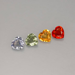 캐럿 천연 멀티컬러 사파이어 보석, 하트 모양, 3.9×3.8 mm, VS