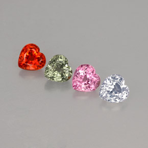 캐럿 천연 멀티컬러 사파이어 보석, 하트 모양, 4.2×4.1 mm, VVS-VS