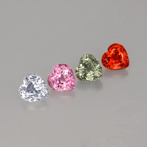 캐럿 천연 멀티컬러 사파이어 보석, 하트 모양, 4.2×4.1 mm, VVS-VS