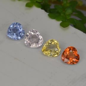 1.12캐럿 천연 멀티컬러 사파이어 보석, 하트 모양, 3.9×3.8 mm, VS