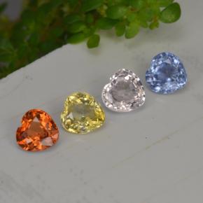 1.12캐럿 천연 멀티컬러 사파이어 보석, 하트 모양, 3.9×3.8 mm, VS