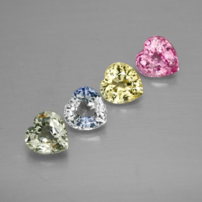 캐럿 천연 멀티컬러 사파이어 보석, 하트 모양, 4.1×4.1 mm, VS