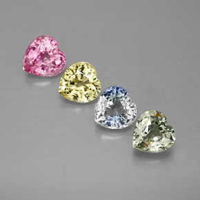 캐럿 천연 멀티컬러 사파이어 보석, 하트 모양, 4.1×4.1 mm, VS
