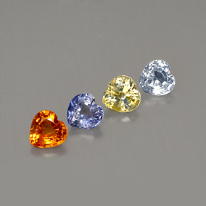 캐럿 천연 멀티컬러 사파이어 보석, 하트 모양, 3.8×3.8 mm, VS