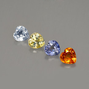 캐럿 천연 멀티컬러 사파이어 보석, 하트 모양, 3.8×3.8 mm, VS